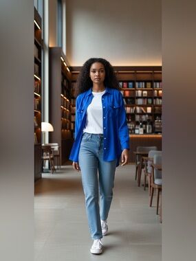 Women's Button-Down Shirt in Cobalt Blue